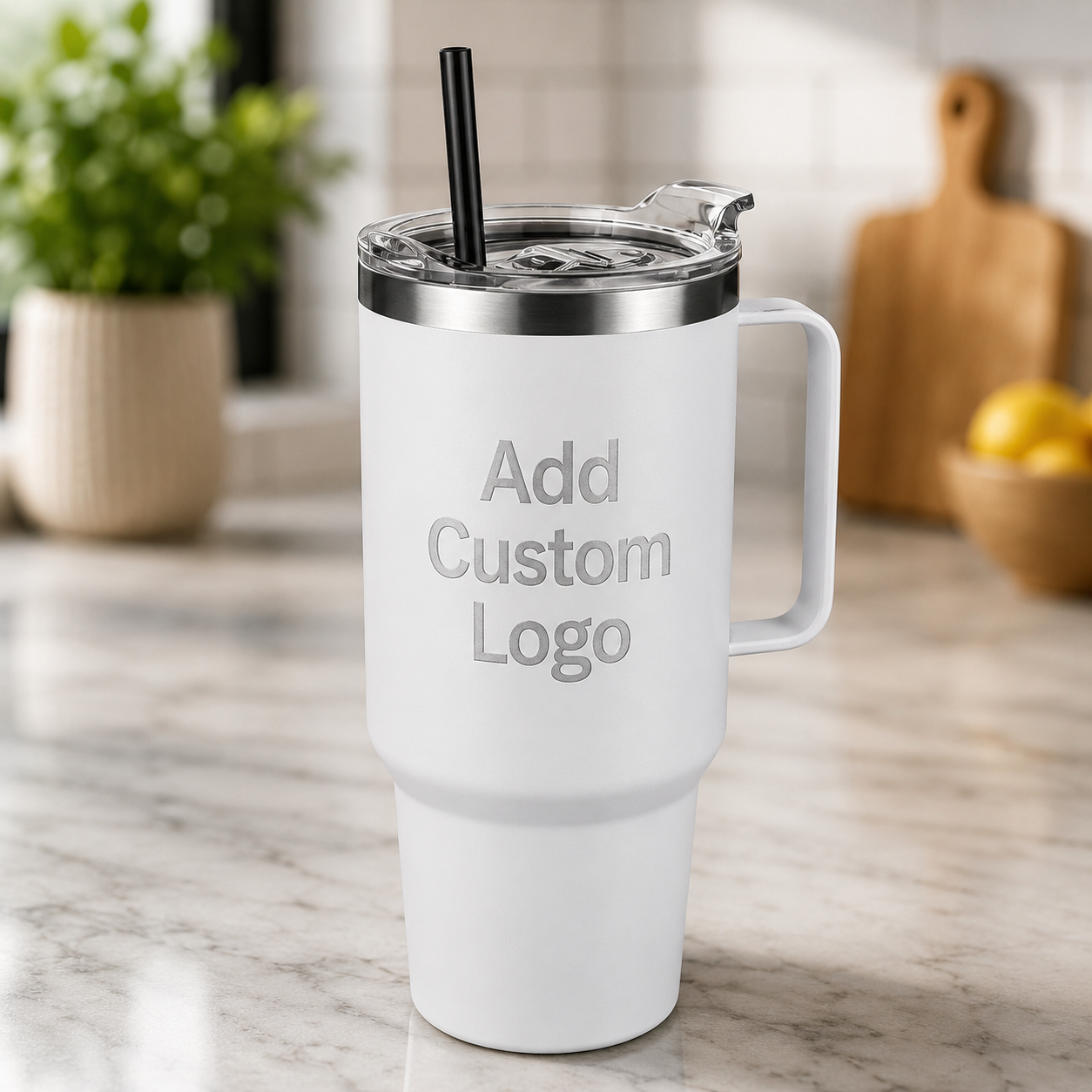 Engraved 30oz-40oz Stainless Steel Tumbler with Handle – Vacuum Insulated Travel Mug TT
