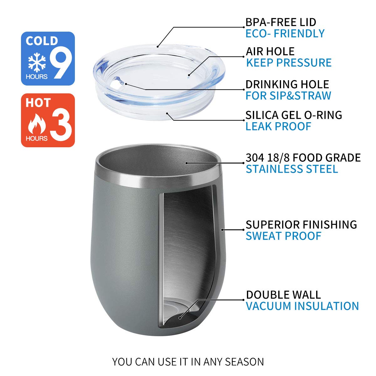 Engraved 10oz-12oz Insulated Tumbler with Lid & Straw – Stainless Steel Coffee or Wine Mug TT