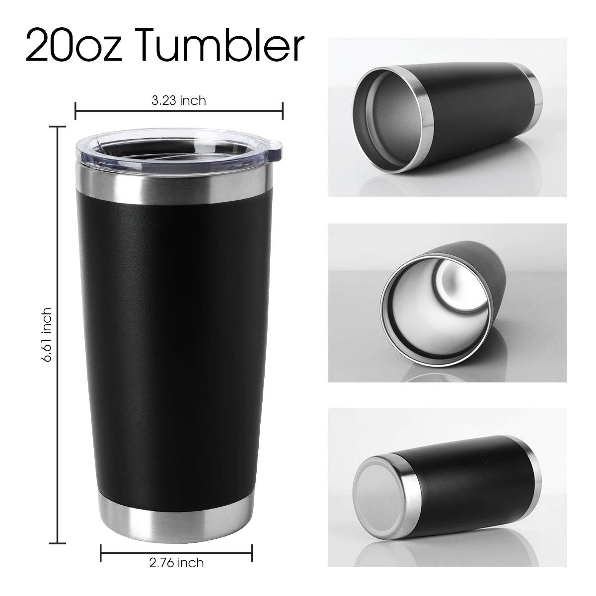 Engraved 20oz Stainless Steel Tumbler with Handle – Vacuum Insulated Travel Mug TT