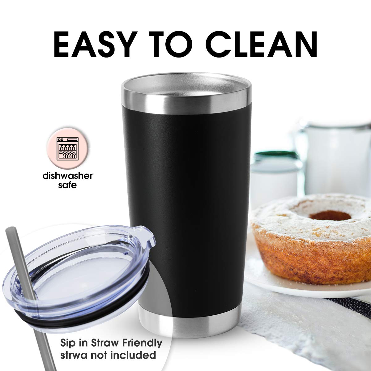 Engraved 20oz Stainless Steel Tumbler with Handle – Vacuum Insulated Travel Mug TT