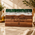 Engraved Acacia Wood & Resin Charcuterie Board – Ocean Wave Design 14.96"x11.81"