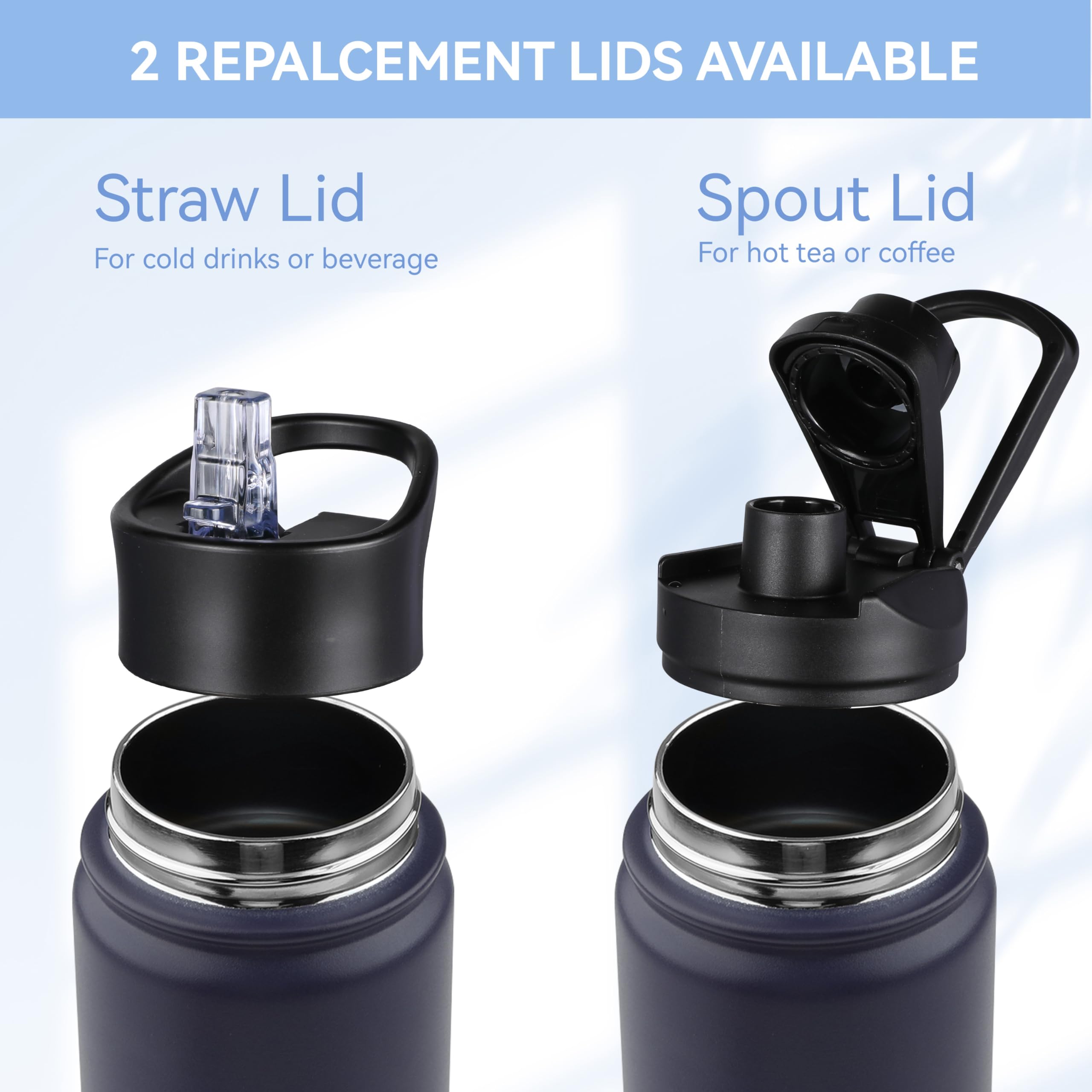 Engraved Insulated Water Bottle | 22oz-64oz Stainless Steel with Straw & Spout Lid TT