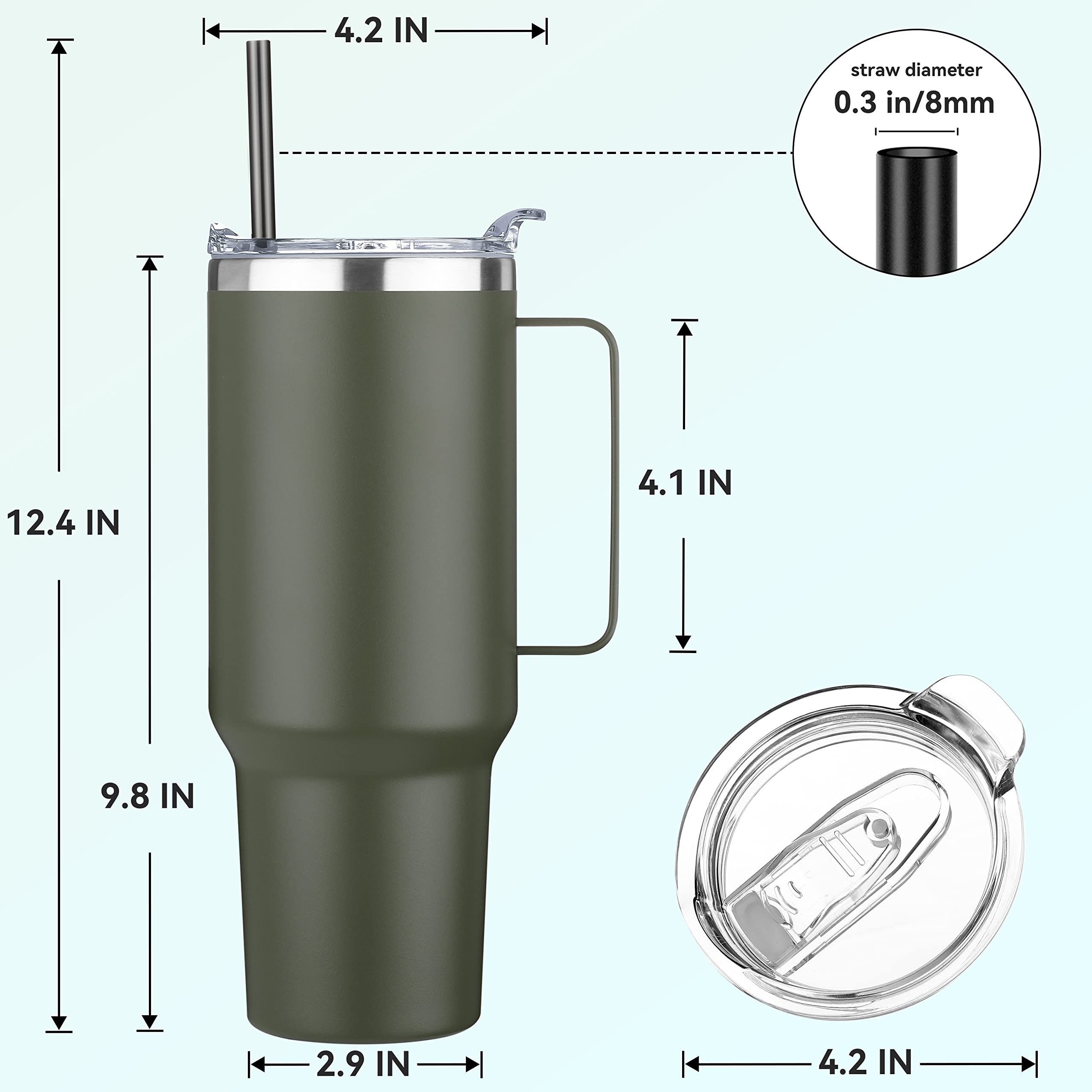 Engraved 30oz-40oz Stainless Steel Tumbler with Handle – Vacuum Insulated Travel Mug TT