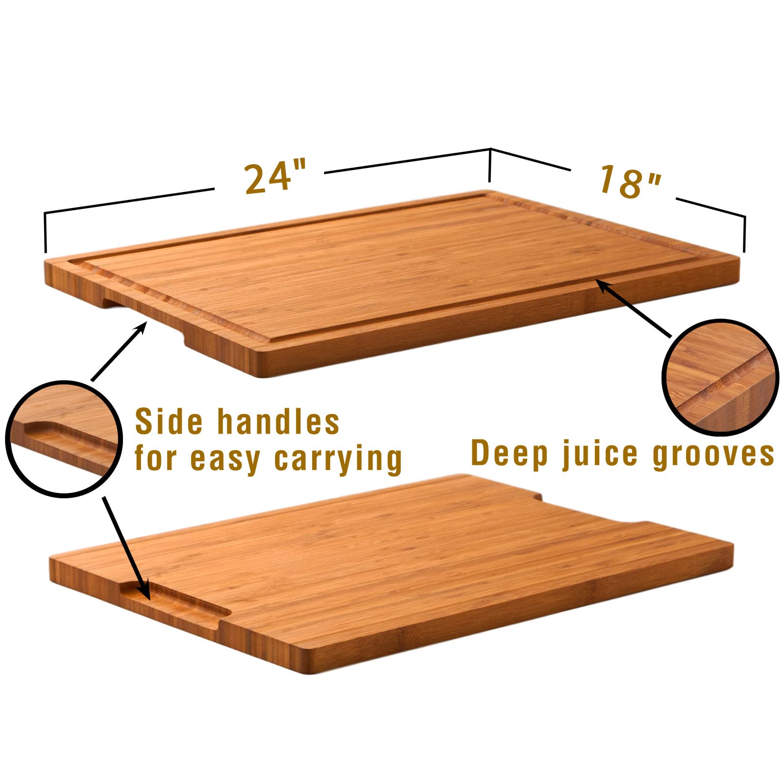 Engraved Bamboo Cutting Board with Handles & Juice Groove – 16” x 11”