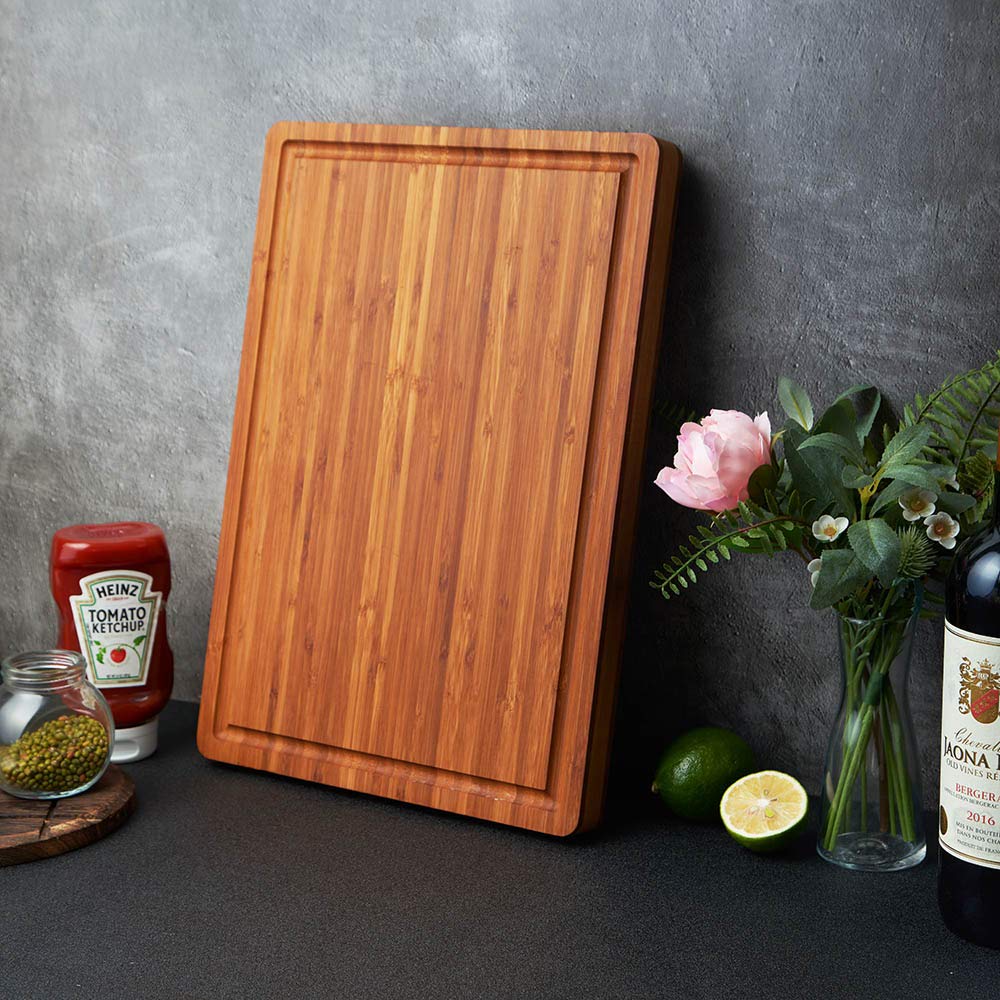 Engraved Bamboo Cutting Board with Handles & Juice Groove – 16” x 11”
