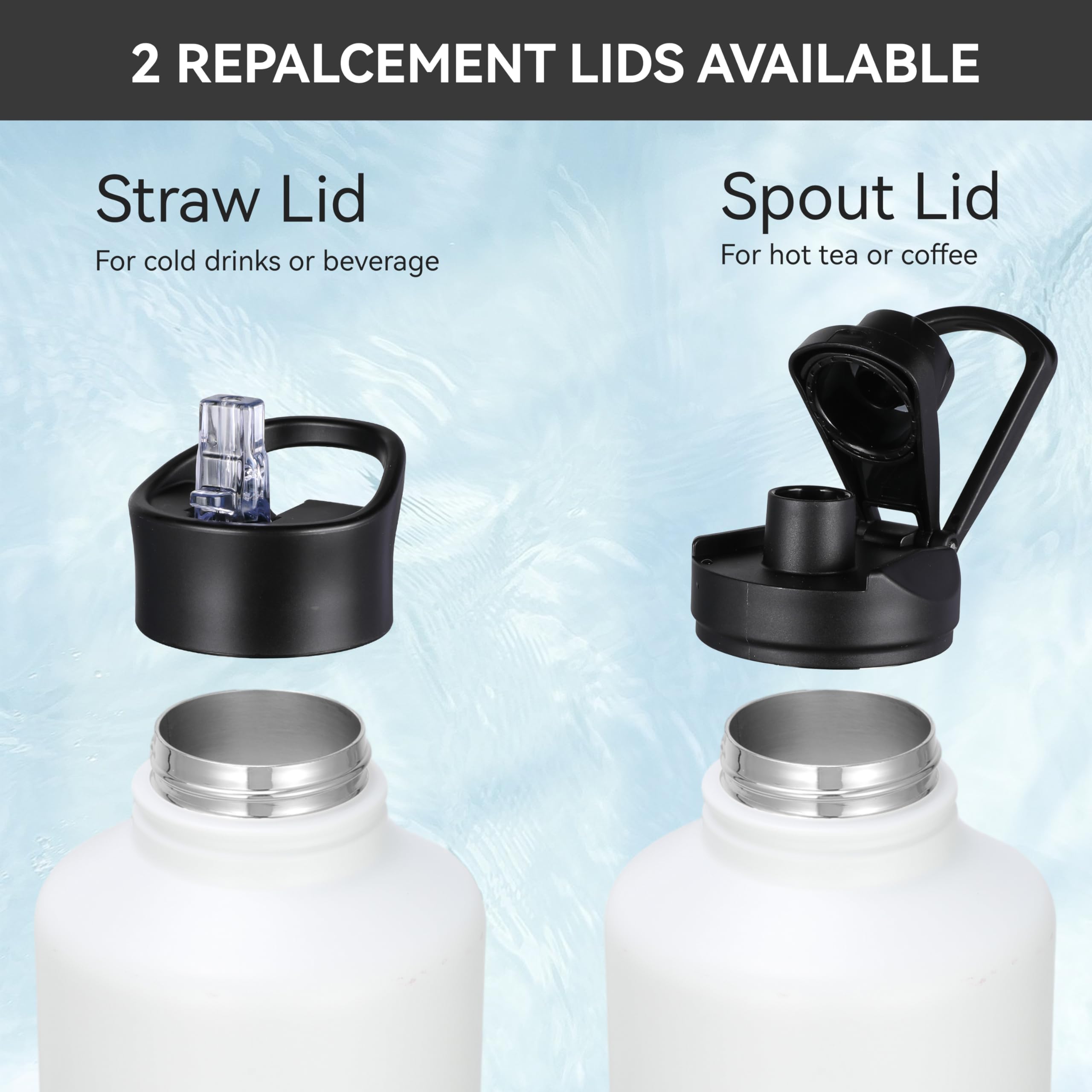 Engraved Insulated Water Bottle | 22oz-64oz Stainless Steel with Straw & Spout Lid TT