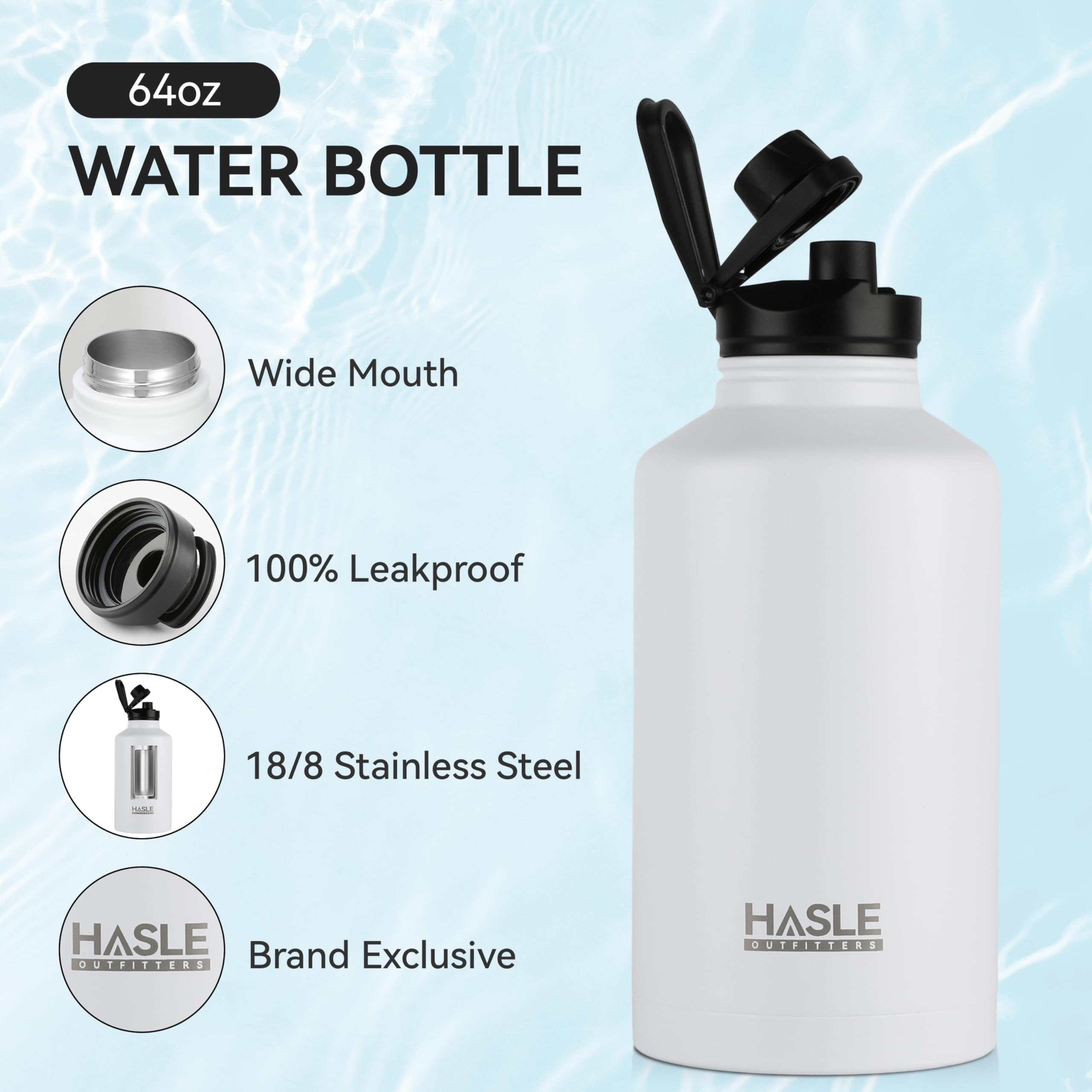 Engraved Insulated Water Bottle | 22oz-64oz Stainless Steel with Straw & Spout Lid TT