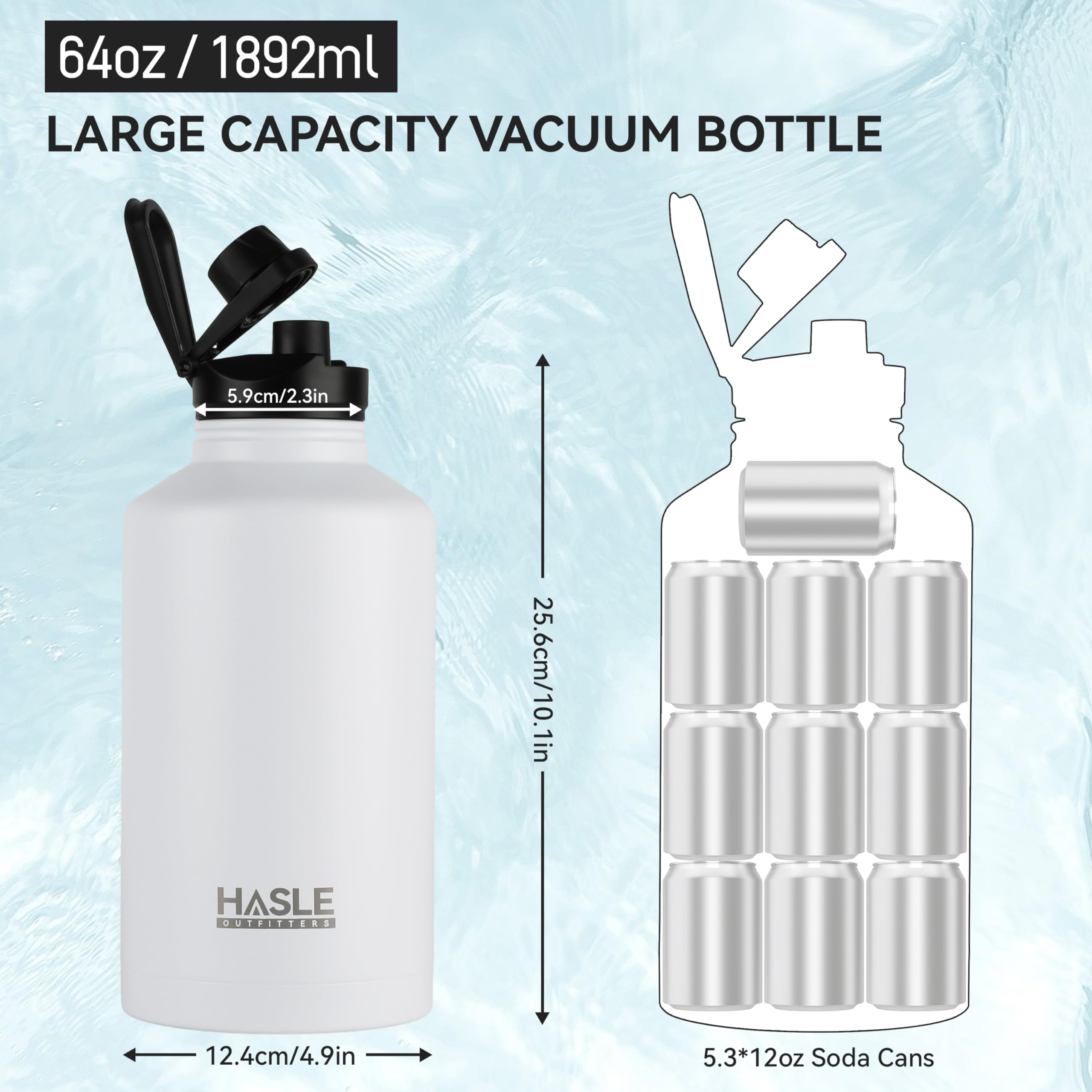 Engraved Insulated Water Bottle | 22oz-64oz Stainless Steel with Straw & Spout Lid TT