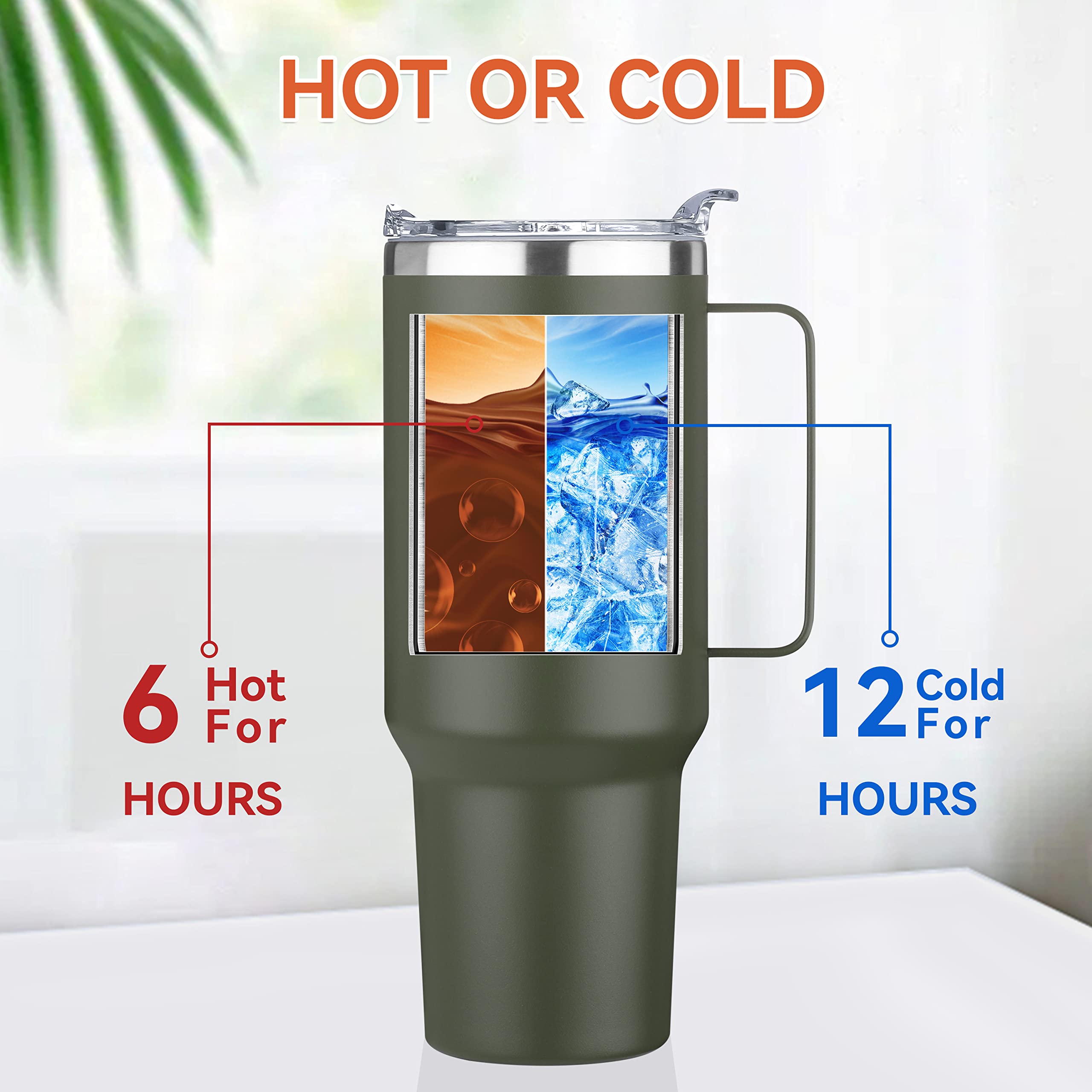 Engraved 30oz-40oz Stainless Steel Tumbler with Handle – Vacuum Insulated Travel Mug TT