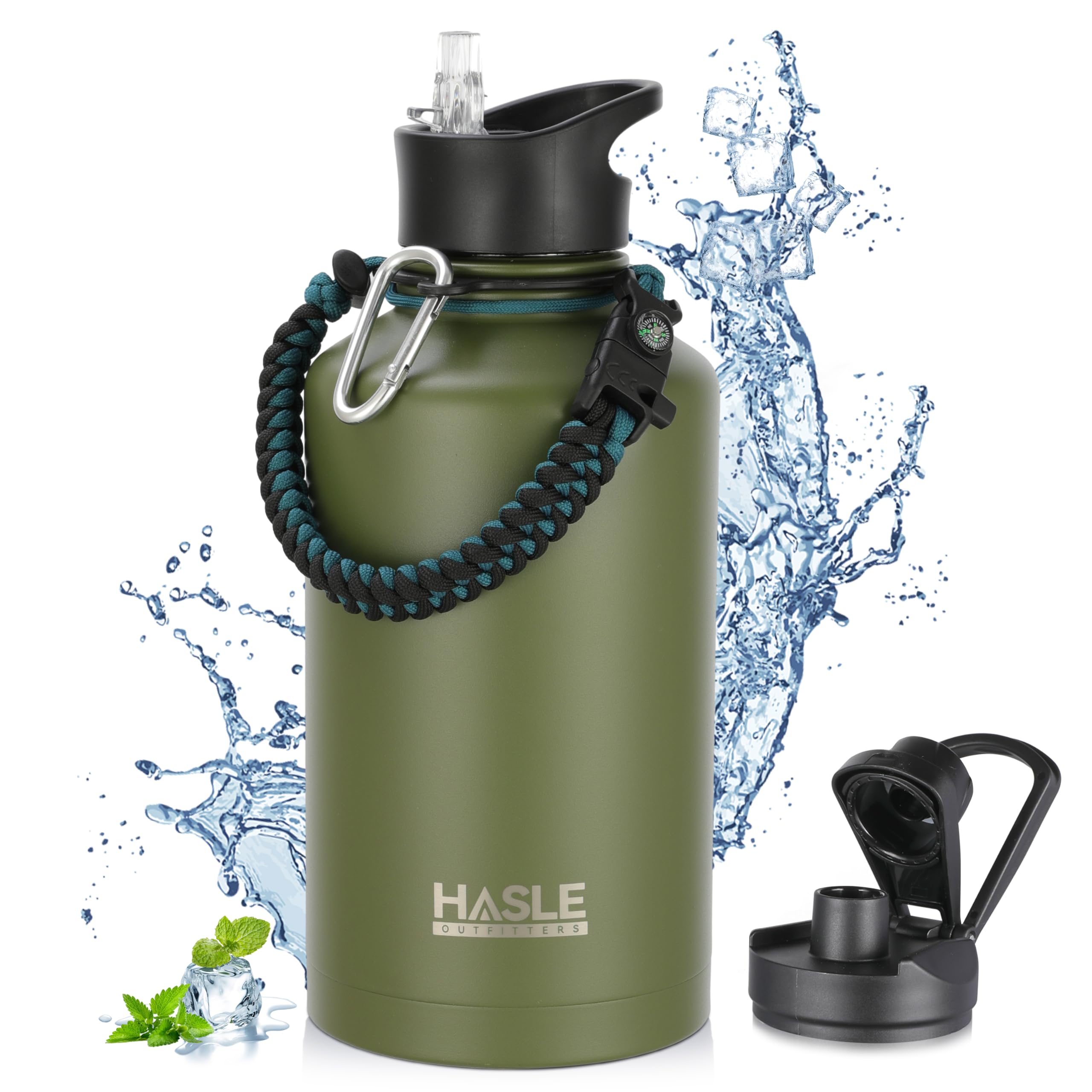 Engraved Insulated Water Bottle | 22oz-64oz Stainless Steel with Straw & Spout Lid
