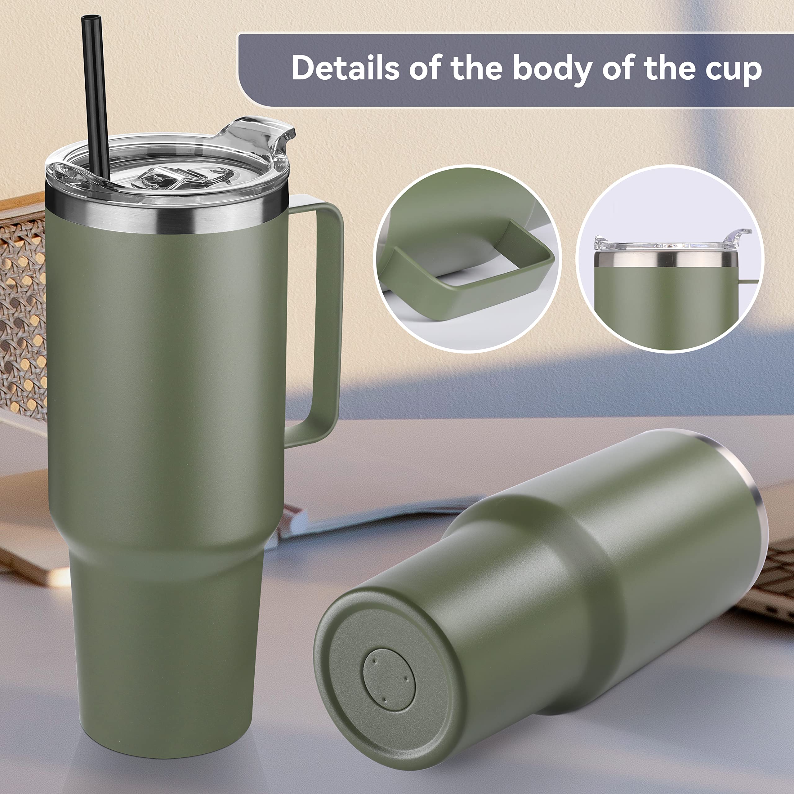 Engraved 30oz-40oz Stainless Steel Tumbler with Handle – Vacuum Insulated Travel Mug TT