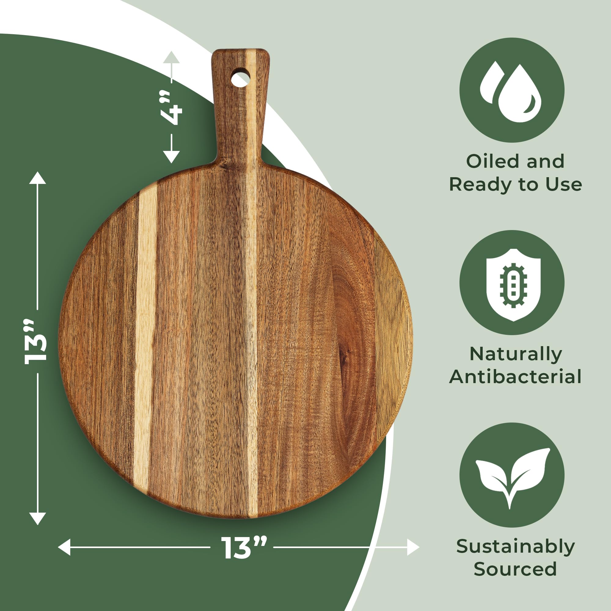 Engraved Acacia Wood Cutting Board with Handle – Large Charcuterie & Serving Board