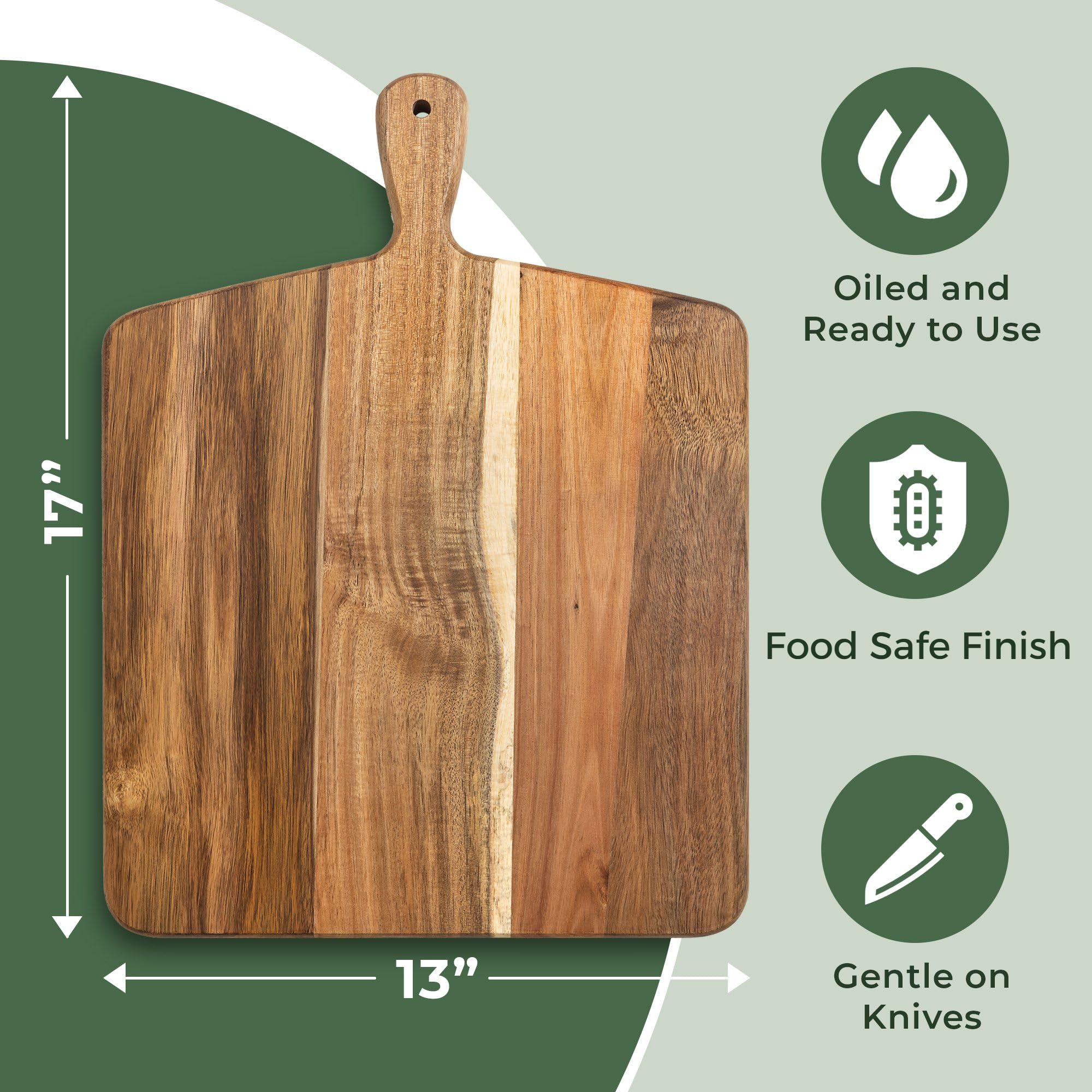 Engraved Acacia Wood Cutting Board with Handle – Large Charcuterie & Serving Board