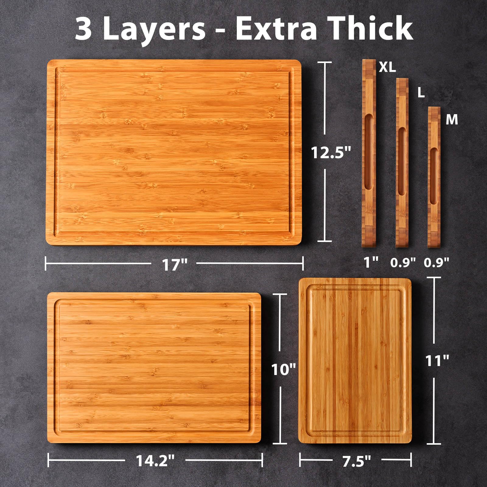 Engraved Bamboo Cutting Board with Handles & Juice Groove – 16” x 11”