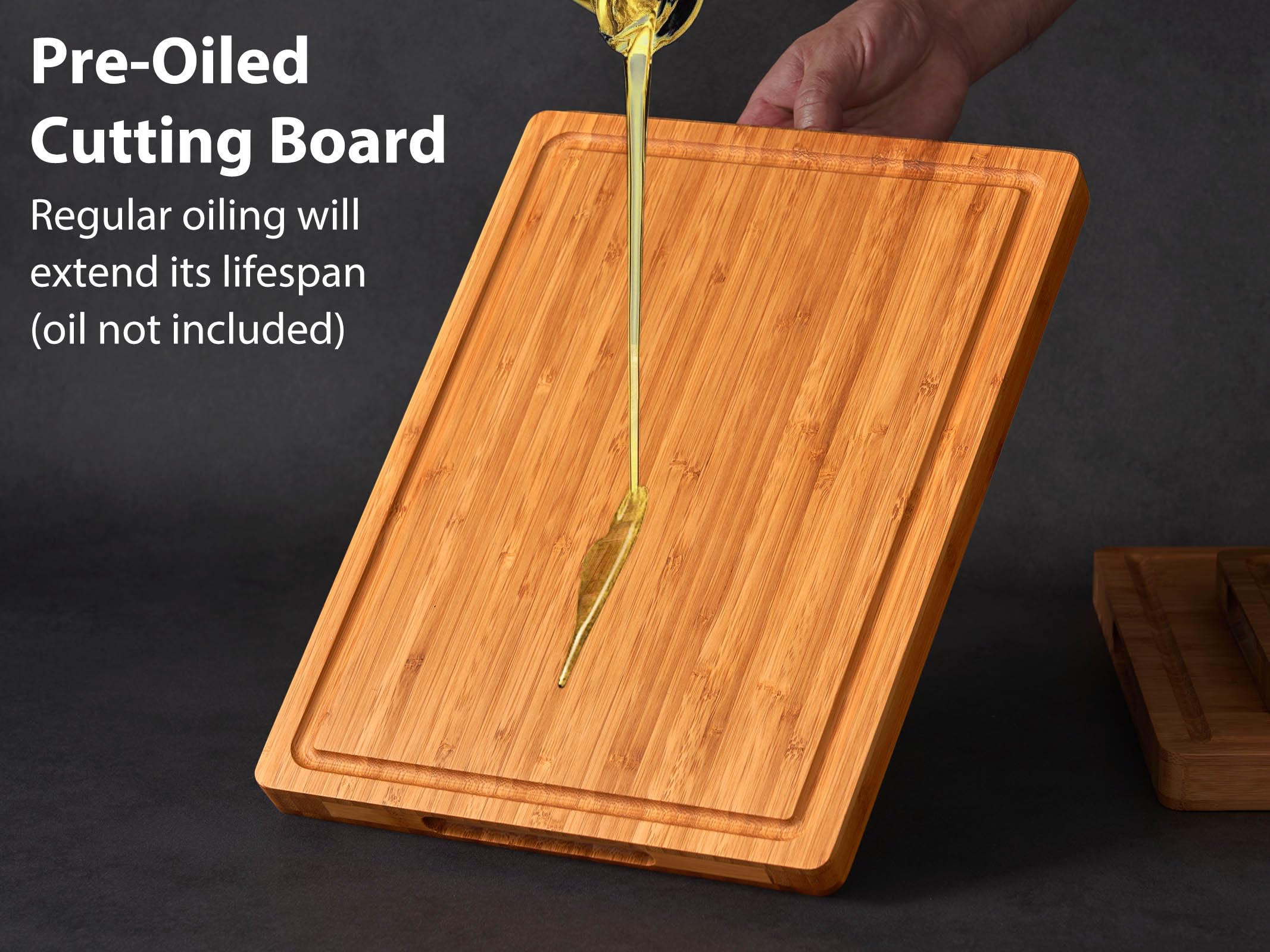 Engraved Bamboo Cutting Board with Handles & Juice Groove – 16” x 11”