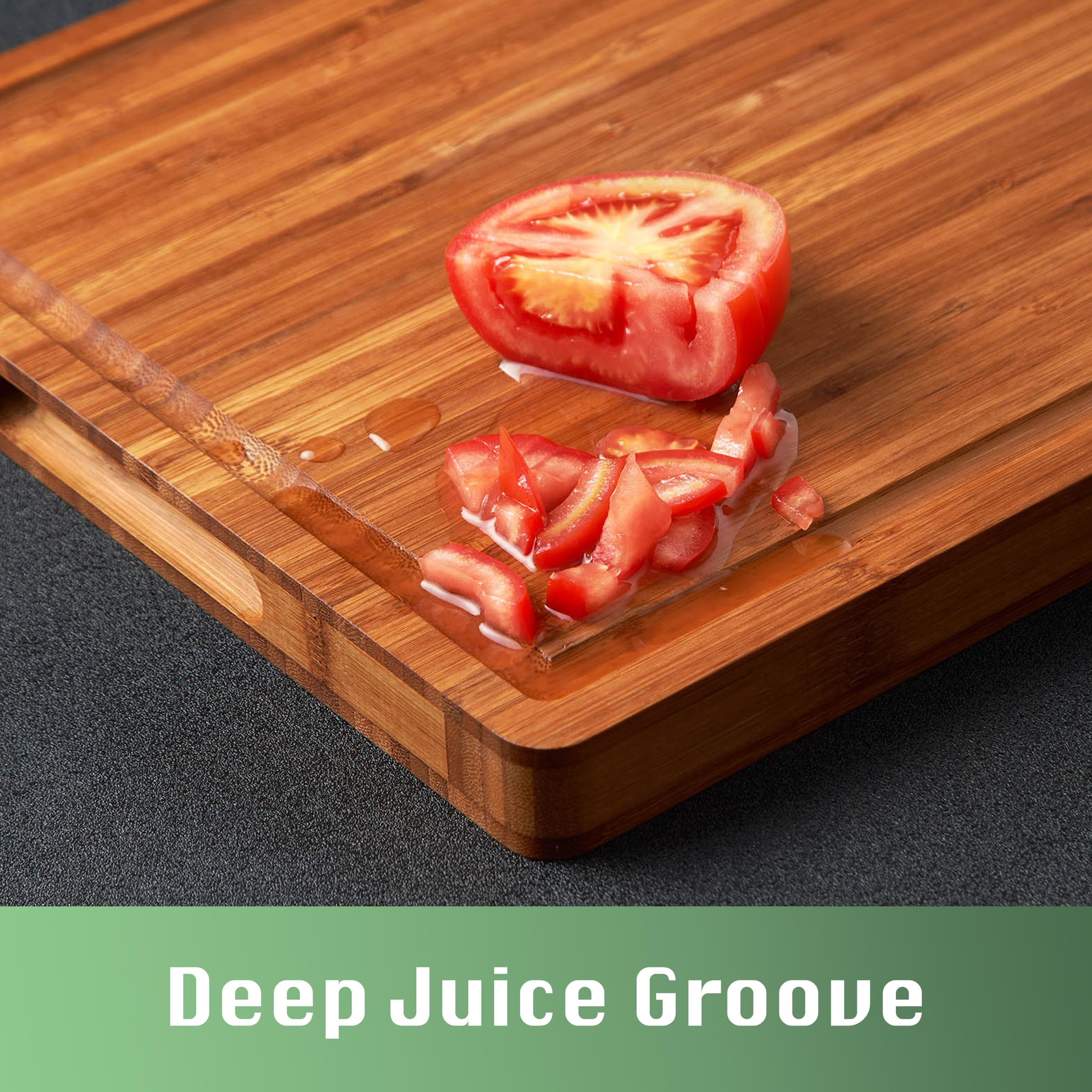 Engraved Bamboo Cutting Board with Handles & Juice Groove – 16” x 11”