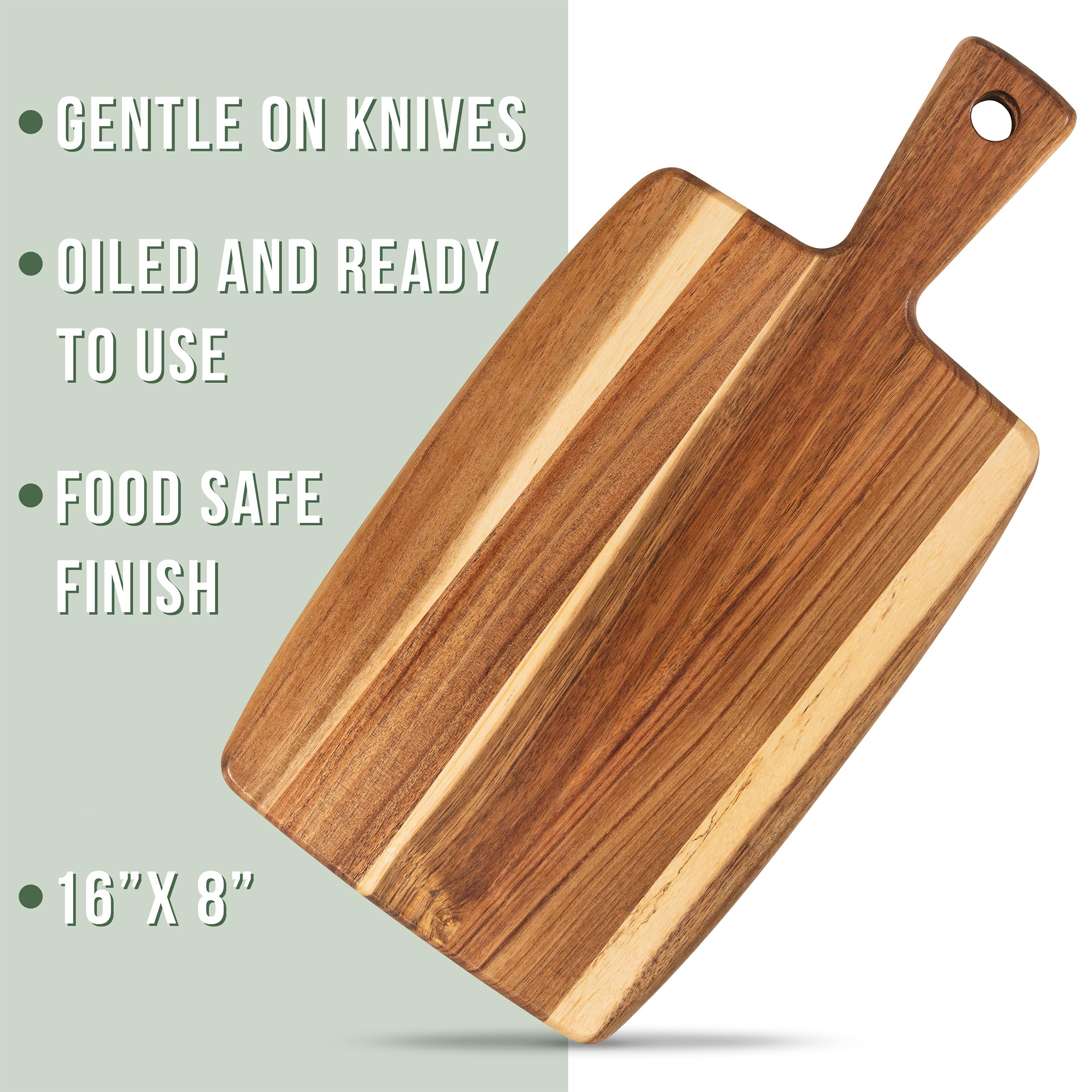 Engraved Acacia Wood Cutting Board with Handle – Large Charcuterie & Serving Board