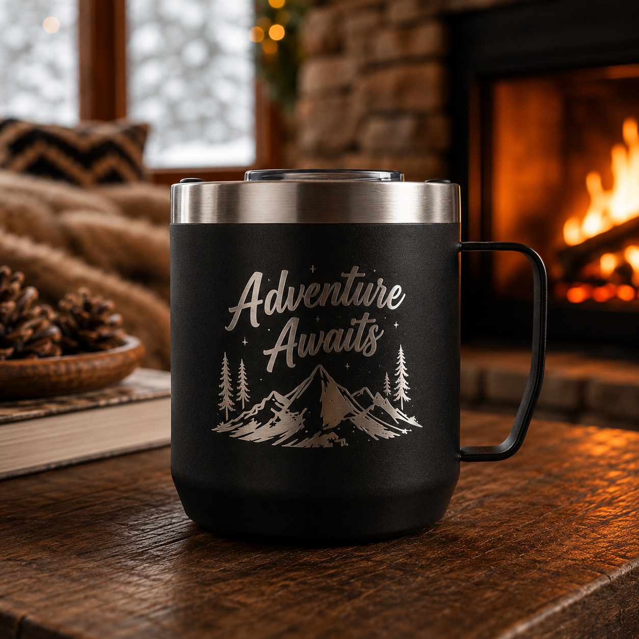 Engraved STANLEY Everyday Camp Mug – Insulated Stainless Steel Coffee Mug with Drink-Through Lid TT