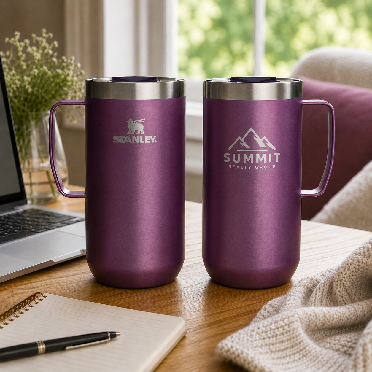 Engraved STANLEY Everyday Camp Mug – Insulated Stainless Steel Coffee Mug with Drink-Through Lid TT