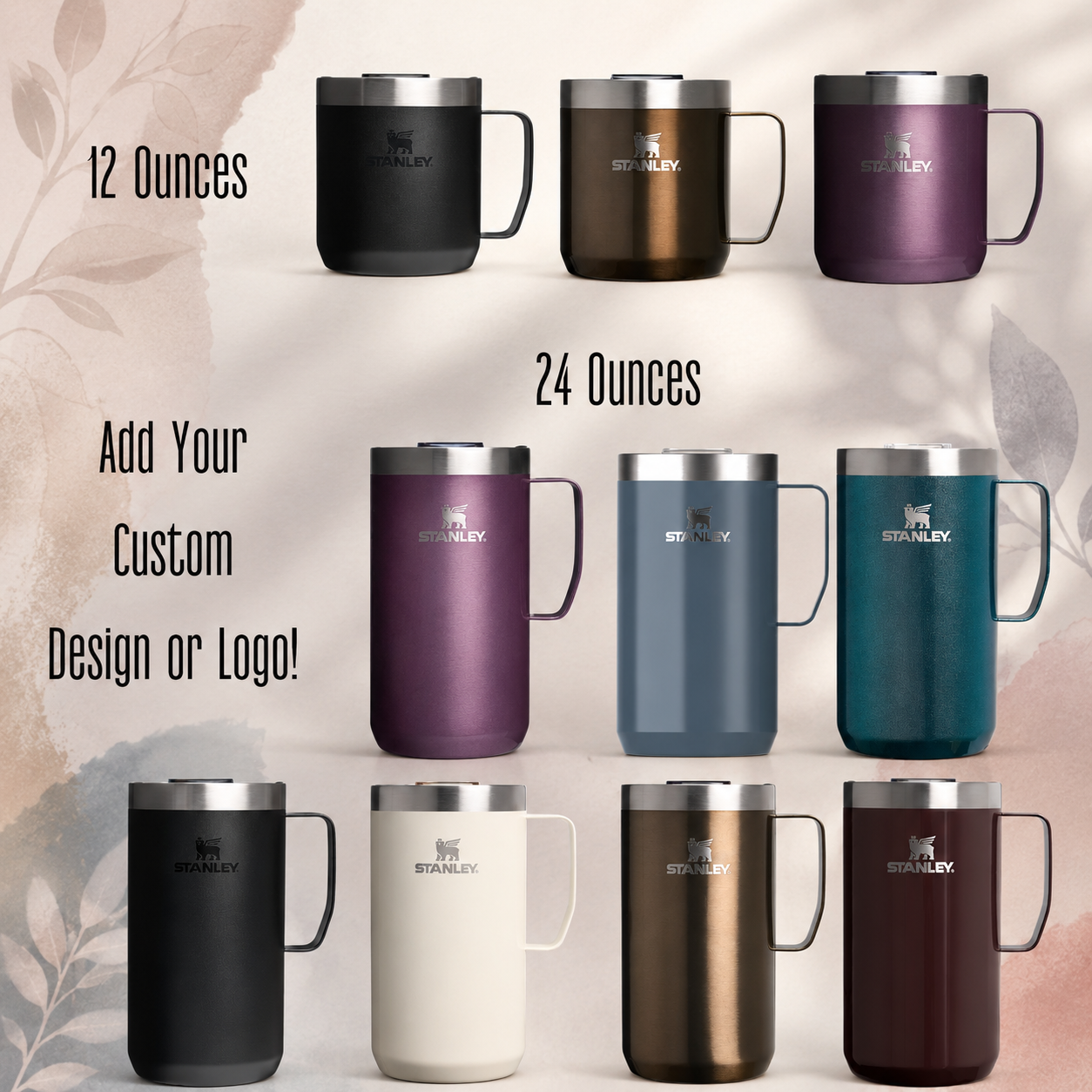Engraved STANLEY Everyday Camp Mug – Insulated Stainless Steel Coffee Mug with Drink-Through Lid TT