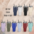 Engraved 30oz-40oz Stainless Steel Tumbler with Handle – Vacuum Insulated Travel Mug TT