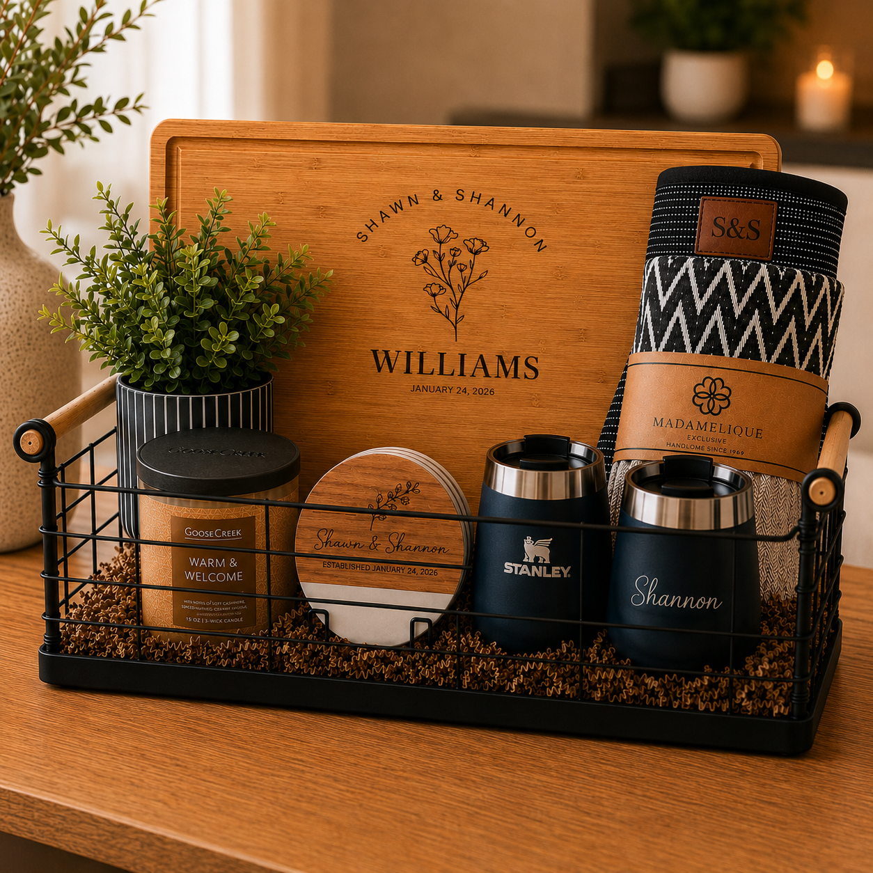 Custom Engraved Gift Basket Housewarming Gift Closing Gift New Home Buyer Gift