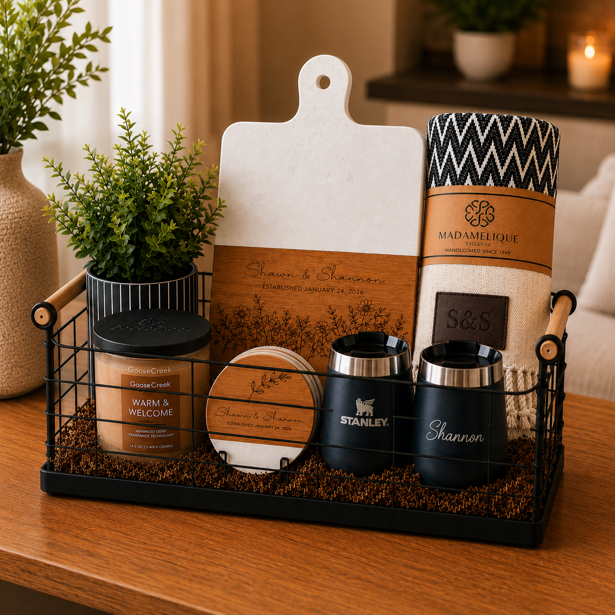 Custom Engraved Gift Basket Housewarming Gift Closing Gift New Home Buyer Gift