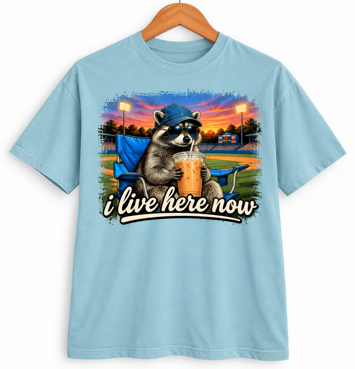 Racoon I Live Here Now Baseball Shirt Comfort Colors