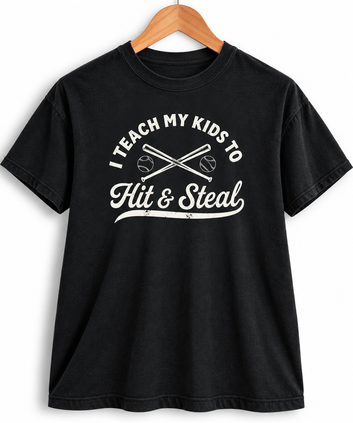 I Teach My Kids to Hit & Steal Baseball T-shirt Comfort Colors