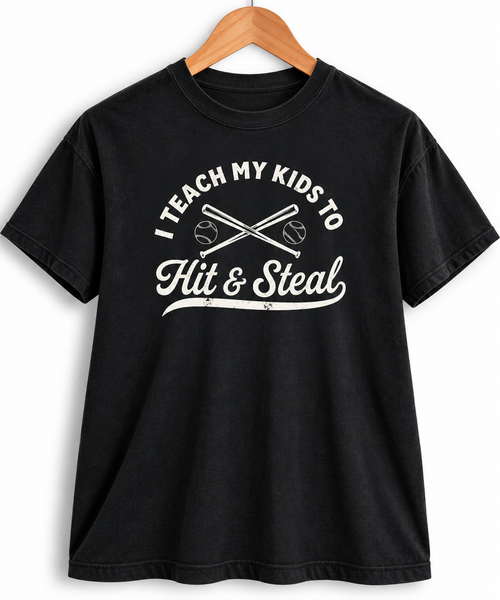 I Teach My Kids to Hit & Steal Baseball T-shirt Comfort Colors