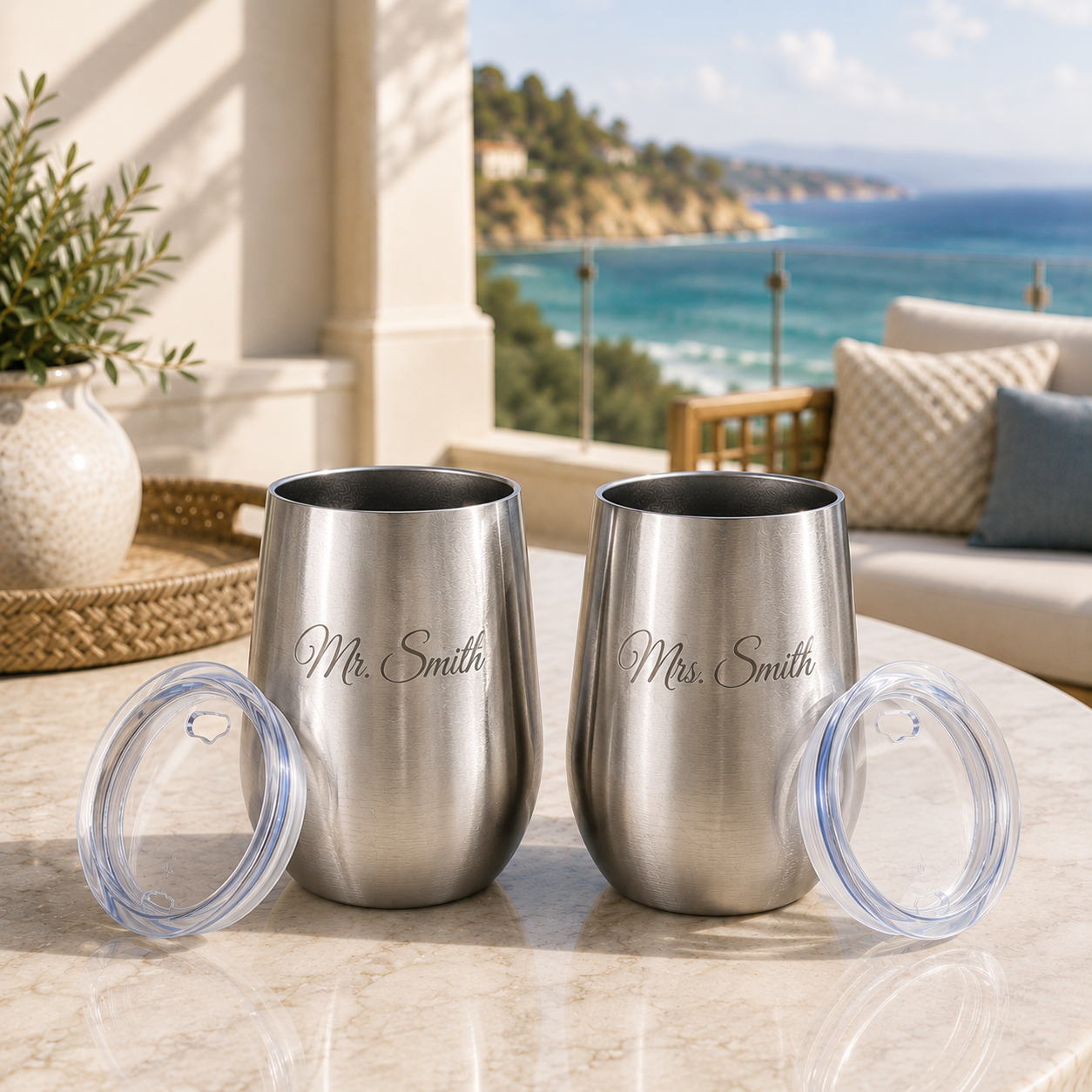 Engraved 10oz-12oz Insulated Tumbler with Lid & Straw – Stainless Steel Coffee or Wine Mug TT