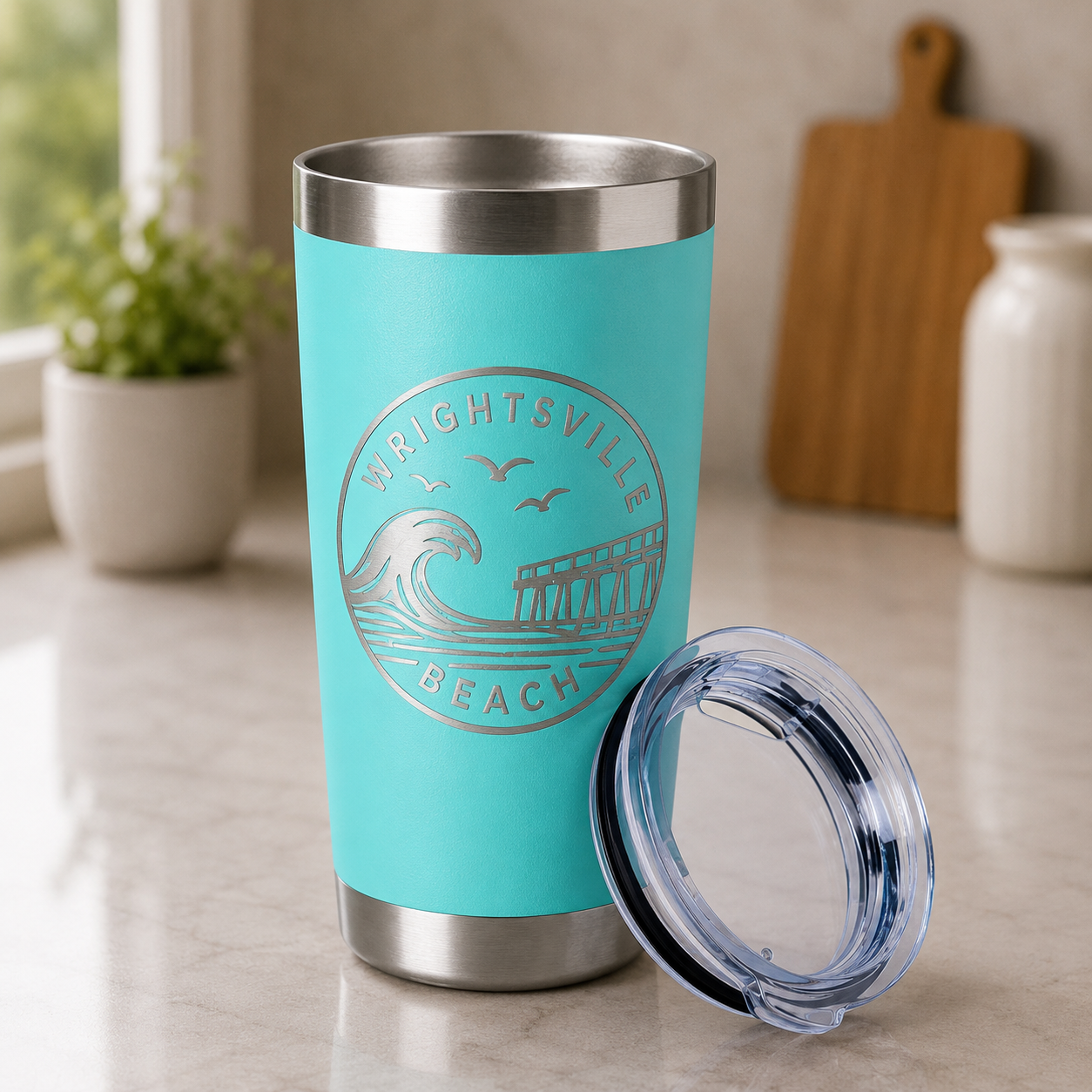 Engraved 20oz Stainless Steel Tumbler with Handle – Vacuum Insulated Travel Mug