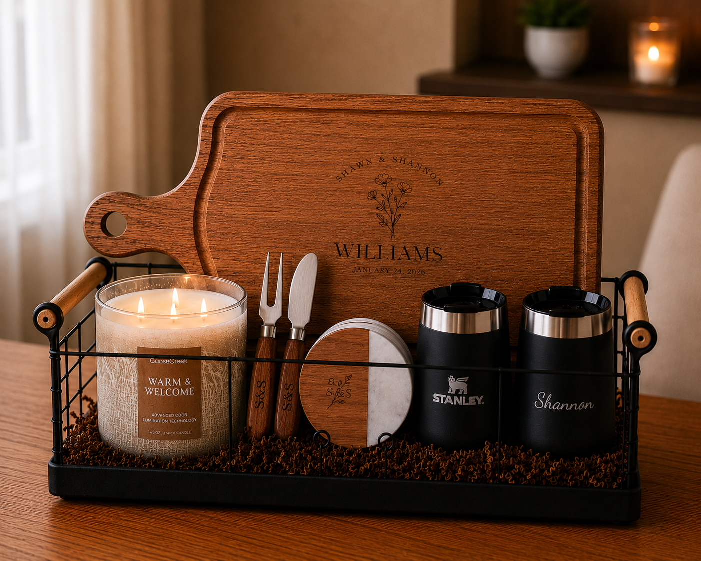 Custom Engraved Gift Basket Housewarming Gift Closing Gift New Home Buyer Gift