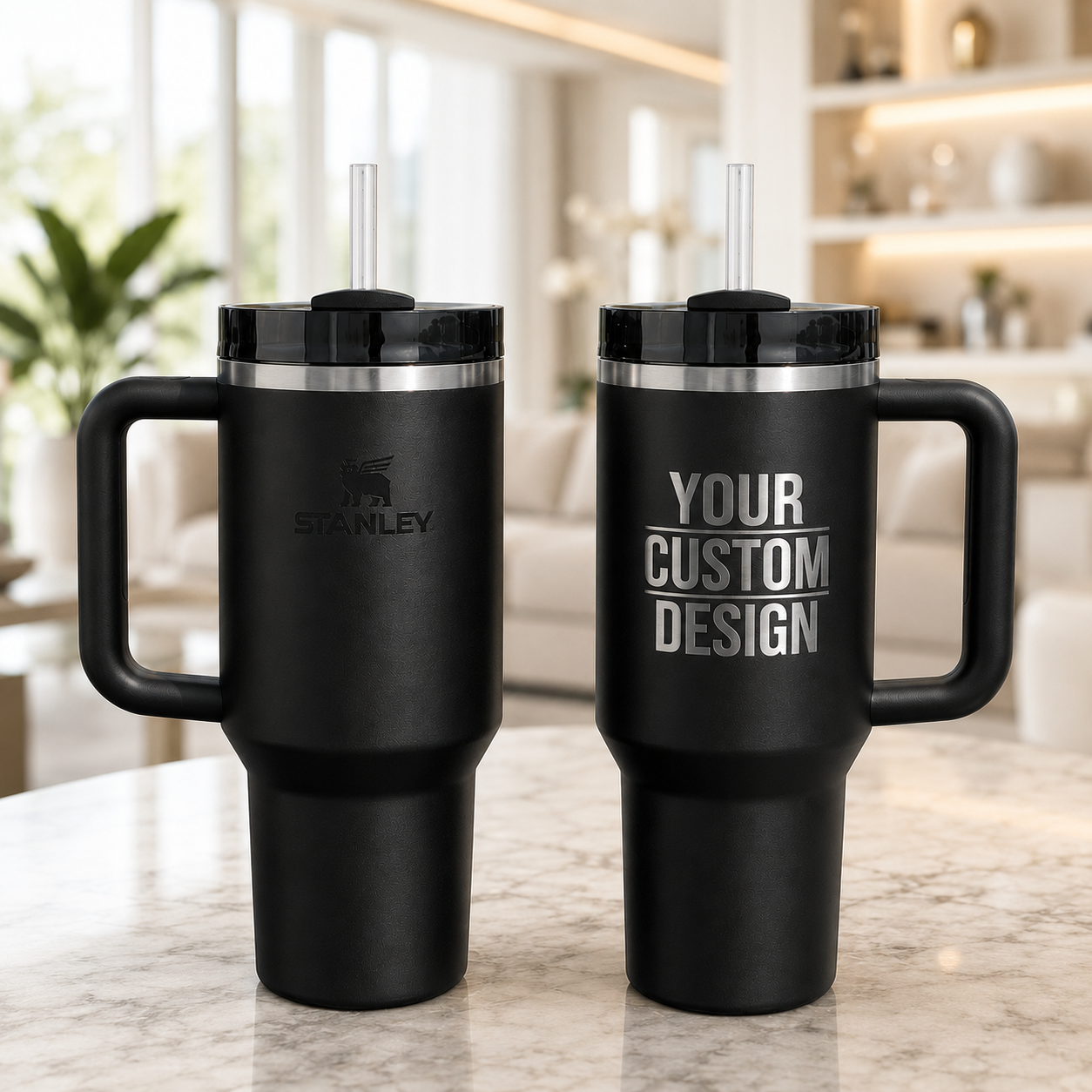 Engraved STANLEY Quencher H2.0 40oz Tumbler with Handle & Straw