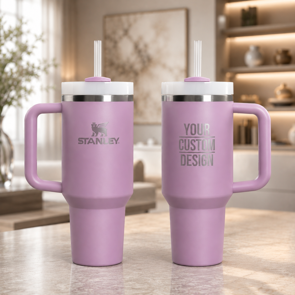 Engraved STANLEY Quencher H2.0 40oz Tumbler with Handle & Straw