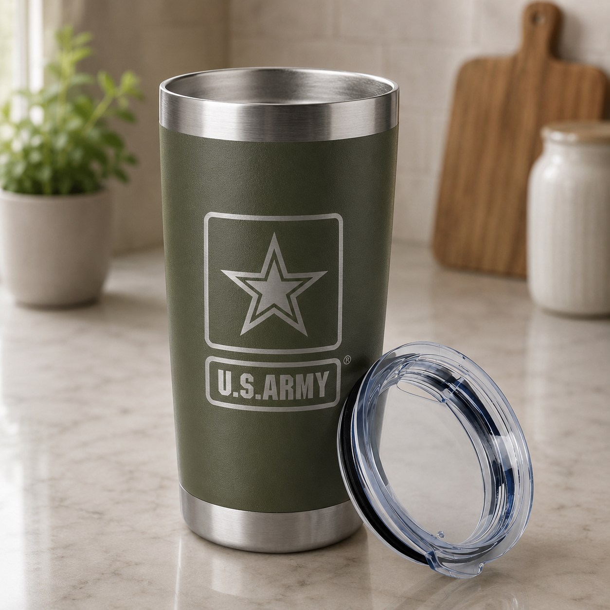 Engraved 20oz Stainless Steel Tumbler with Handle – Vacuum Insulated Travel Mug